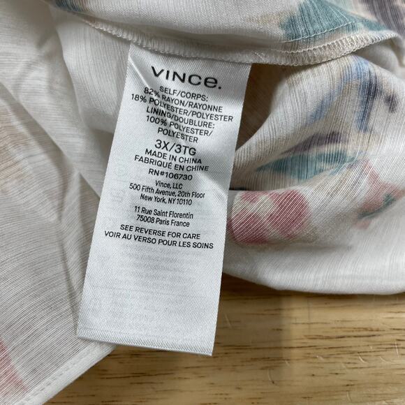 Vince NWT Vince Ikat Floral Smocked Tiered Midi Maxi Skirt Pockets Size 3X - Picture 10 of 12